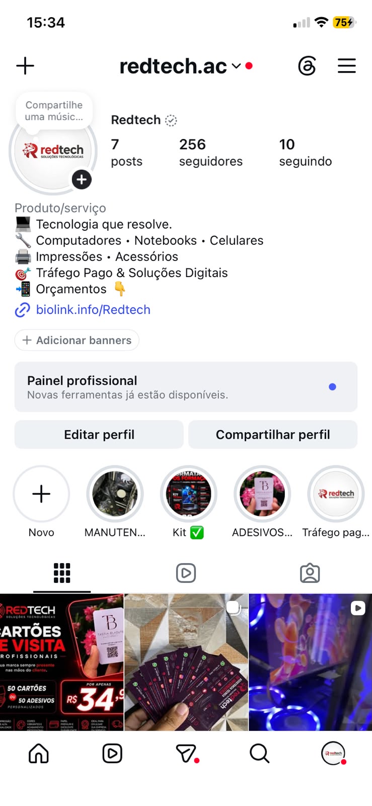 Perfil da REDTECH no Instagram exibido em um celular